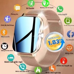 Đồng Hồ Thông Minh Màn Hình HD 1.83 Inch Với Chức Năng Gọi Điện Chế Độ Thể Thao Mặt Đồng Hồ Tùy Chỉnh Dự Báo Thời Tiết Dành Cho Nam Nữ Thiết Bị Theo Dõi Sức Khỏe Máy Đo Nhịp Tim