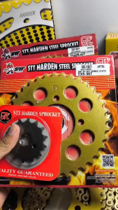 415 / 428 EX5 / EX5 DREAM / WAVE100 / E BONUS110 / KRISS MR2 / KRISS MR3 / SPORT RIDER125 [SYM] /  VS110 / VS115 [AVETA] /MTX125  SPOKET DEPAN  BELAKANG / NIPIS / TEBAL / BESAR / KECIL WARNA EMAS RATIO MOTOR MOTORSIKAL KEKULI KERAS