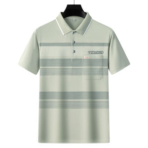 New Arrival Summer Men Short Sleeve T-Shirt Middle-Aged and Elderly Mercerized Cotton Top T-shirt Loose Casual Dads Polo Shirt