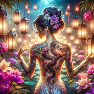 Acrylic Paint By Numbers Chinese Dragon Tattoo Beauty Lotus Painting By Numbers on Canvas Coloring By Number for Adults Paint
