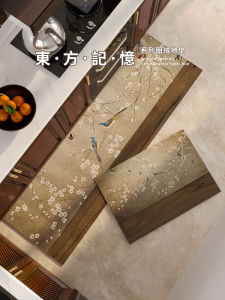 New Chinese Style Kitchen Floor Mat Full Coverage Waterproof Non-Slip Oil Resistant Washable Home Use Durable Luxury Mat