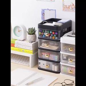 ONE-K166 Rak Kosmetik Serbaguna 3 Laci Tempat Make Up Storage Box Bear / Rak Kotak Penyimpanan Alat Tulis / Desktop Drawer Rak Susun Serbaguna / Rak Meja Laci Import