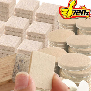 Dozoey 720ชิ้นแผ่นรองขาเก้าอี้แผ่น Kaki Kaki Meja กาวติดเฟอร์นิเจอร์ในตัวป้องกันรอยขีดข่วนชั้นสี่เหลี่ยมที่ครอบคลุมด้านล่างทรงกลมไม่เสื่อกันลื่น