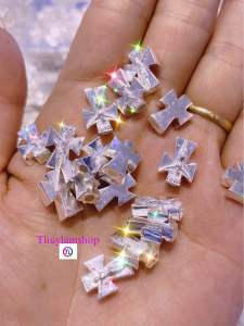 Charm thánh giá bạc s925 xỏ ngang xâu vòng loại dày đẹp chắc chắn