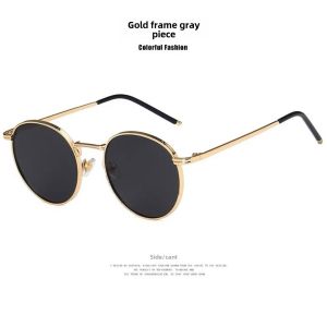 Retro round Sunglasses Womens Style Liu Ren Na Metal Frame Small Face Sun Glasses Fashionable Comfortable Elegant Classic