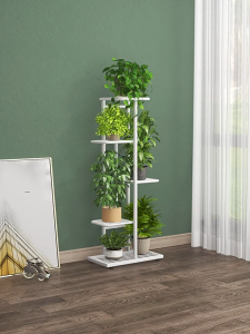 Dazioter Metal Storage Rack 4/5/6 Layers Plant Display Rack for indoor and Outdoor Courtyard Garden Balcony Flowerpot Rack 4 Tier 5 Potted DarkGrey-YZJ