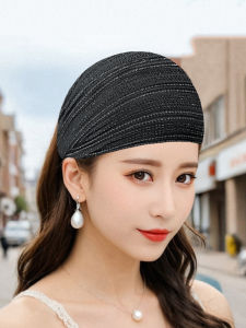 ผ้าคลุมผมแบบบางไหมสีทองขอบกว้างสำหรับผู้หญิง ผ้าคลุมผมสำหรับล้างหน้าในช่วงฤดูร้อน ผ้าคลุมผมยางยืด ประดับผมแบบใหม่