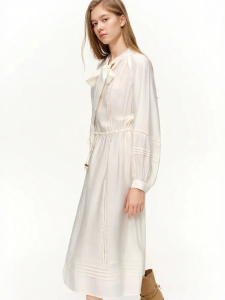 DUSHU | Spring New Style Long Sleeve Waist-cinching French Vintage Dress