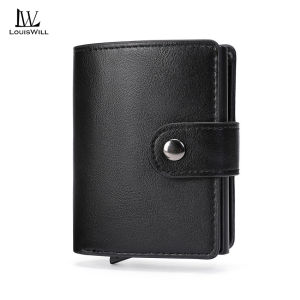 LouisWill Men Women Wallet Anti Theft RFID Soft PU Short Wallet Automatic Pop-Up Card Purse Multi-Functional Multi-Card Position ID Credit Cards Holders Coins Pouch