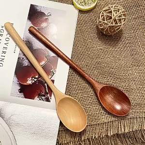 4PCS Wooden Spoon Kitchen Korean Style Natural Wood Soup Tableware Cooking Honey Coffee Spoon Mixing Spoon