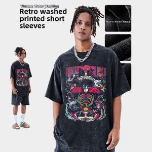 Japanese Anime Naruto Naruto Uchiha Madara American Fashion Brand Retro Washed Distressed Short Sleeve T-shirt Men