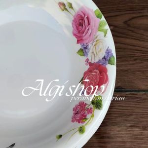 12Pcs Gratis sndok Piring makan Melamin bunga anti kelopek tebal dan tahan panas bebas BPA