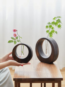 Vase Gỗ Nhỏ Phong Cách Nhật Bản Cổ Điển Vase Thủy Sinh Mini Vase Hoa Trà Đạo Vase Trang Trí Nhà Vase Đứng Trang Trí Phòng Khách