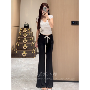 Low Waist Floor-Length Slimming Casual Pants Womens Summer New Style Hot Girl Home Pants Comfortable Drapey Wide Leg Pants