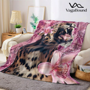 Pink Money Leopard Flannel Blanket Warm Soft Halloween Christmas Decorative Couch Warm Cozy All-Season Gift