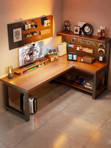 ZHUOHE | Gaming L Shaped Desk with Bookshelf
