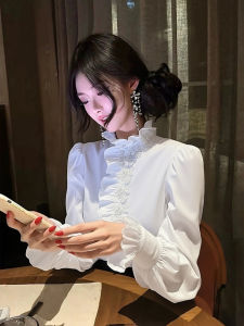 QFN | Elegant French Style White Ruffled Shirt