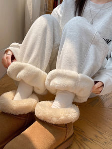 Lamb Velvet Fleece Lined Loose Fit Sweatpants Womens Thickened Cotton Autumn Winter High Waist Trousers Casual Harlan Pants