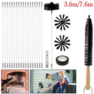Chimney Brush Suitable for Rotating Tools Dryer Vent Cleaner Kit Vent Cleaner 23.6 Feet Extendable with 18 Poles Hex Pole