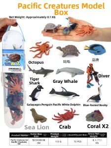 Ocean Animal Model Toys Set Crab Octopus Whale Penguin Seagull Plastic