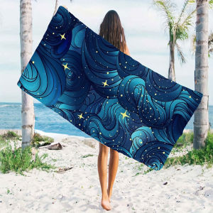 Khăn Tắm Biển Blue Cosmic Swirl Stars Siêu Nhẹ Nhanh Khô Siêu Thấm Hút Mùa Hè Cần Thiết Khăn Polyester Khô Nhanh