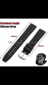 Extended Length Rubber Silicone Watch Band for Seiko for Rolex Big Size Long Strap 18/20/22/24mm Mens Sport Bracelet Wristbands