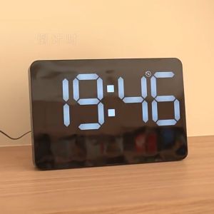 Electronic Wall Clock with Remote Control Temperature Date Week Display 12/24H Table Clock Wall-mounted Digital LED