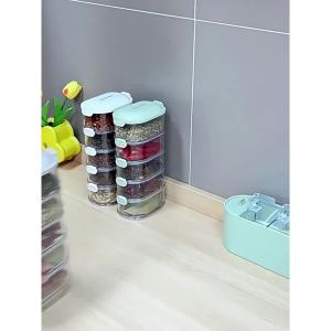 Hộp đựng gia vị nhiều lớp thiết kế xếp chồng tiện lợi Hộp đựng hạt nhiều tầng hút kín hạn chế nấm mốc - ALLIN