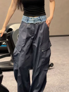 MANMI | Quần Jeans Phong Cách Áo Công Nhân Đính Cúc Nhiều Túi Rộng Dễ Dàng Cho Nữ