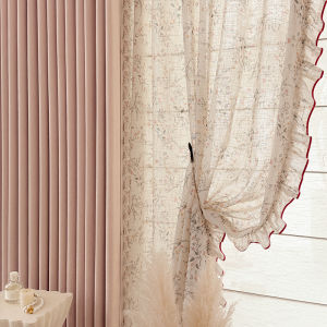 French Princess Style Pink Chenille Blackout Curtain Custom Made
