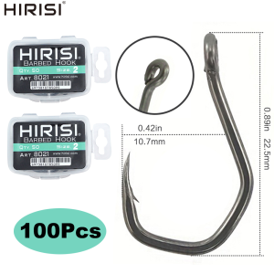 Hirisi 8021 50/100Pcs PTFE Coated High Carbon Steel Barbed Pinpoint Carp Fishing Hooks