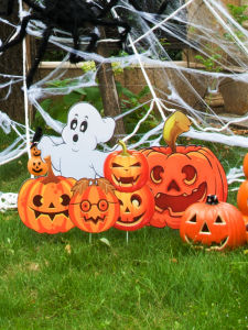 Outdoor Halloween Decorations Ground Plug Scenarios Arrangement Pumpkin Ghost Props Garden Lawn Signboards Festive Supplies