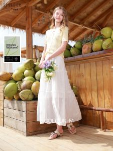 3COLOUR·S | High Waist A-line White Long Dress