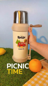 [รับประกัน 1 ปี] Cille Camping กระติกน้ำเก็บอุณหภูมิ จุได้เยอะ แคมป์ปิ้ง เดินป่า ขวดน้ำสแตนเลส 304 ฝา 2 ชั้น พร้อมหูหิ้ว ขนาด 1.6-2.1L 24157