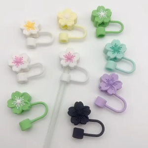 Silicone Flower Straw Covers Dust Reusable Proof for Stanley Cup Tumbler Water Bottle Flower Design