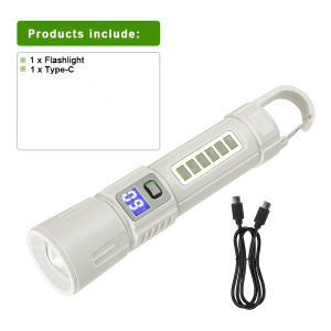 High Power Portable Flashlight Multifunctional Work Light with Hook Super Bright Pocket Torch Light Built-in Battery for Camping
