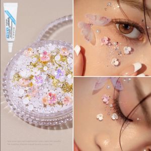 กลิตเตอร์ติดหน้า(แถมกาว)ไข่มุก กลีบดอกไม้ ผีเสื้อ ประดับเลื่อม ไข่มุกติดหน้า สําหรับตกแต่งหน้า แต่งหน้าเวที /Home_Master