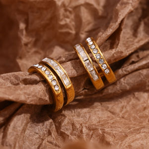 E.B.belle Classic Design Double Layer Zircon CC Hoops 18K Gold Plated Stainless steel earrings woman Luxury quality Jewelry