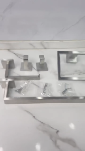 BAOKEMO Stainless Steel Drilling Installation Bathroom Hardware Set Square Tissue Holder Towel Bar Bathroom Accessories