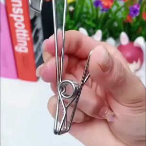 Stainless Steel Multifunctional Bathroom Clothes Clip Small Windproof Storage Hook for Household Use