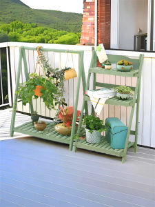 Balcony Hanging Flower Stand American Creative Hanging Outdoor Anti-Corrosion Solid Wood Succulent Plant Climbing Rattan Multi-Layer Courtyard Outdoor