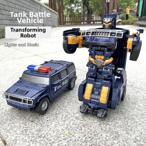 Developmental Toy for Boys Aged 2-3.5 Car Transformable Police