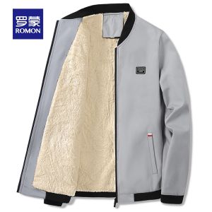 ROMON | Lormen Mens Baseball Collar Jacket Autumn Winter Thickened Warm Flight Suit Cotton Clothes Standard Fit Fashion City Style