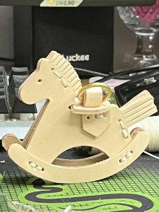 Handmade Leather Genuine Leather Small Wooden Horse Ornaments inside Car First Layer Vegetable Tanning Leather Hand-Stitched Rocking Horse Pendant Cute