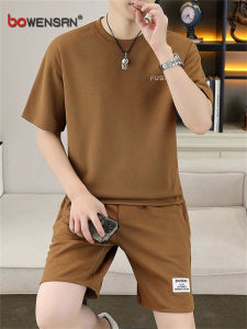 เสื้อยืดแขนสั้นผู้ชาย ชุดลำลอง 5 ชิ้น ฤดูร้อน 2025 ชุดแฟชั่นใหม่ เสื้อผ้าทำงานผู้ชาย วัสดุโพลีเอสเตอร์ ชุดลำลอง