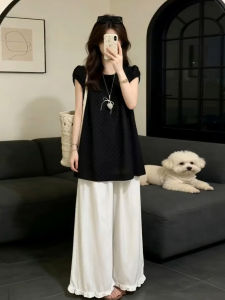 SUSIEYUAN | Bộ Đồ Hạt Đ:black Polka Dot Elegan Hàn Quốc Mùa Hè
