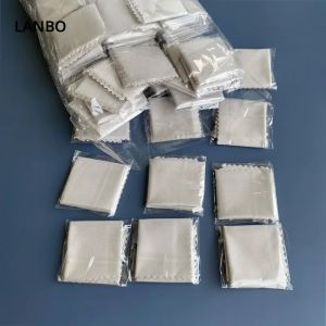 Lanbo ผ้าเช็ดทำความสะอาดแว่นตาไมโครไฟเบอร์สีเทา145*170มม. 100ชิ้นสำหรับทำความสะอาดหน้าจอโทรศัพท์เลนส์
