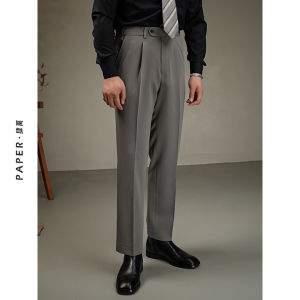 Basic Style Mens Casual Pants Fashion Design Sensation Elastic Waist Commuter Long Trousers Comfortable Straight Leg Fit