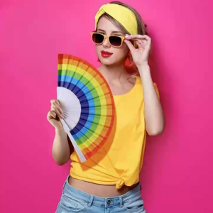 BINLU 5pcs Pamaypay Philippines Collection: Philippine Hand Fan Philippine Fan & Philippines Flag Fan | Folding Pamaypay with Rainbow Hand Fan Rainbow Fan Pride Flag & Rainbow Flag Design Perfect for Filipiniana Attire Souvenir Keepsakes & Philippine