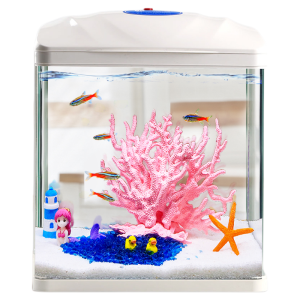 Sunsun | Aquarium Decor Set with Sand Background Artificial Coral and Mermaid Statue